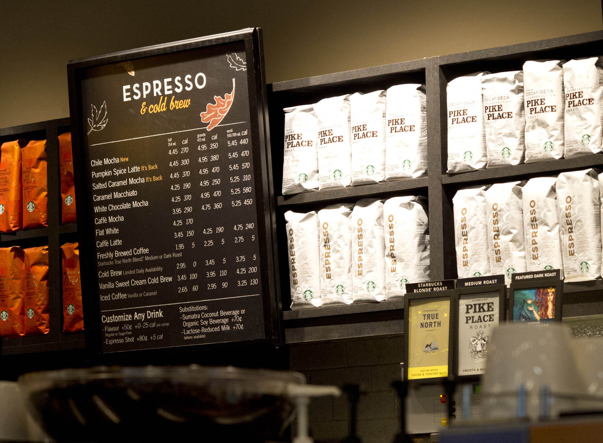 Starbucks(R) Canada Introduces Calories on Menu Boards